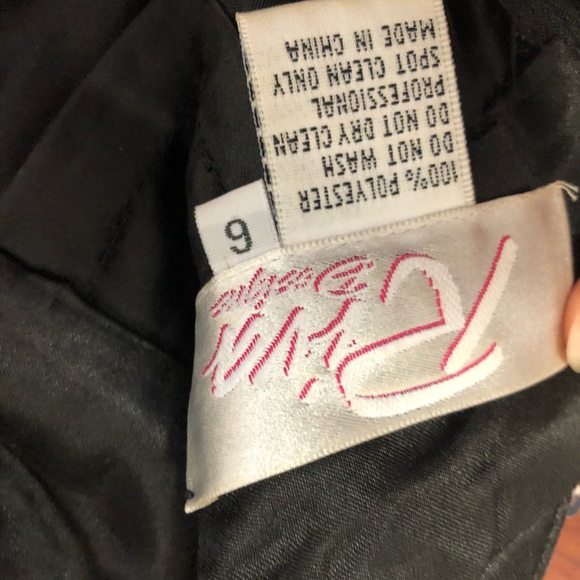 Black and Silver Halter Gown with Hot Pink Band - Picture 7 of 7